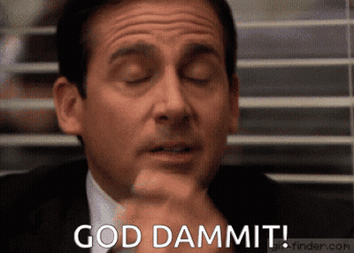Michael Scott From The Office Says God Dammit With His Eyes Closed GIF