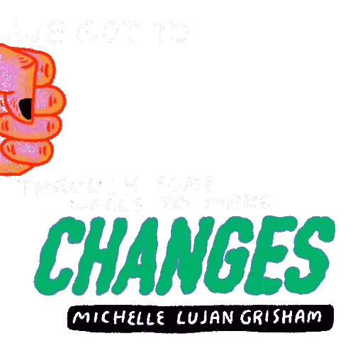 Michelle Lujan Grisham Wall Busting Poster Sticker