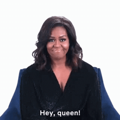Michelle Obama Is Sitting In A Chair And Says Girl You Have Done It Again GIF