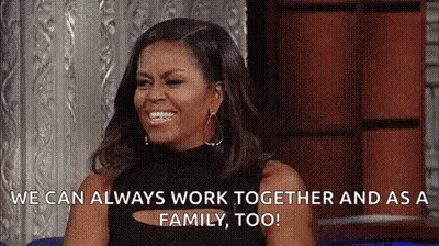 Michelle Obama Smiling Saying We Can Always Work Together And As A Family Too GIF