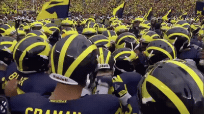 Michigan Football Players In Huddle GIF