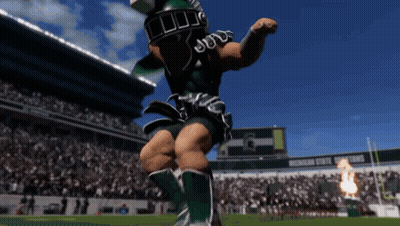 Michigan State Spartans Mascot Running On Field GIF
