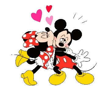 Mickey And Minnie Kissing With Hearts Sticker
