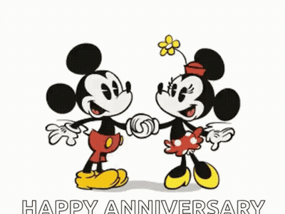 Mickey And Minnie Mouse Holding Hands Kissing GIF