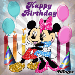 Mickey And Minnie Mouse Hug Disney Happy Birthday GIF