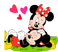 Mickey And Minnie Mouse Lying In Grass Sticker