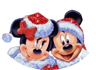 Mickey And Minnie Mouse Santa Hats Sticker