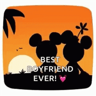 Mickey and Minnie Mouse Silhouette Kissing at Sunset Best Boyfriend Ever