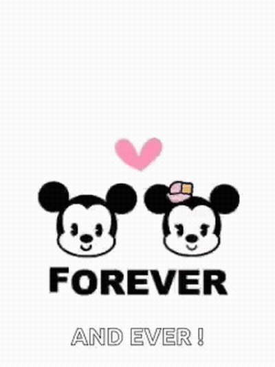 Mickey And Minnie Mouse With Heart Saying Forever And Ever GIF