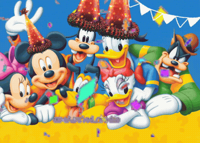 Mickey Minnie Goofy Donald Pluto Daisy Celebrating Birthday GIF