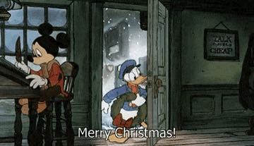 Mickey Mouse And Donald Duck Are Standing In Front Of A Door . GIF