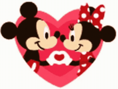 Mickey Mouse And Minnie Mouse Holding Hands In A Heart GIF