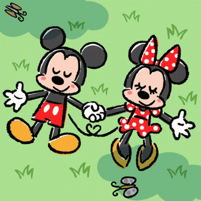 Mickey Mouse And Minnie Mouse Holding Hands GIF