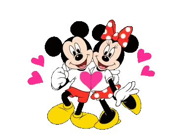Mickey Mouse And Minnie Mouse With Hearts Sticker