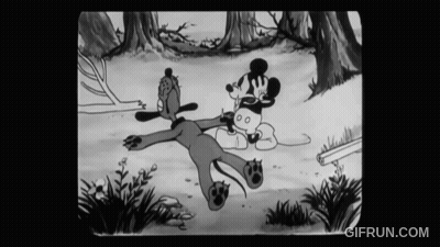 Mickey Mouse And Pluto Black And White Cartoon GIF