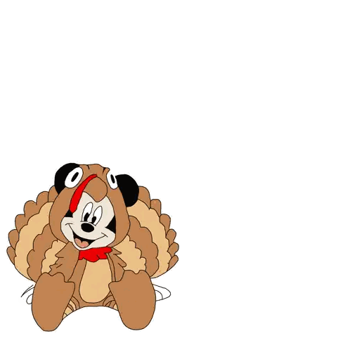 Mickey Mouse Dressed As Turkey Sticker