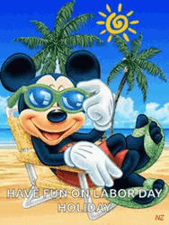 Mickey Mouse Good Morning Happy Labor Day  GIF