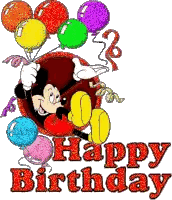 Mickey Mouse Holding Balloons Happy Birthday Sticker