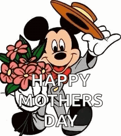 Mickey Mouse Holding Flowers For Mother's Day GIF