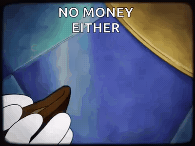 Mickey Mouse Holding Wallet Saying No Money Either GIF