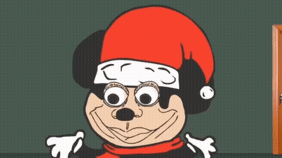 Mickey Mouse In Red Hat And Scarf GIF