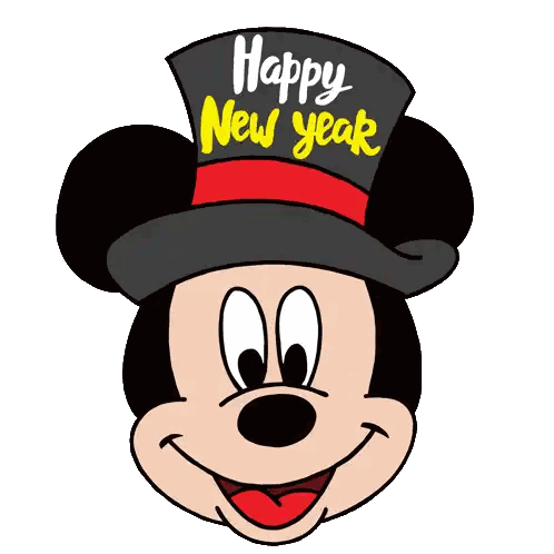 Mickey Mouse In Top Hat Happy New Year Sticker