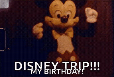 Mickey Mouse Is Wearing A Bow Tie And Saying `` Disney Trip My Birthday '' . GIF