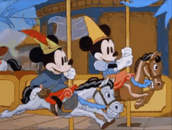 Mickey Mouse Kiss On Merry Go Round GIF