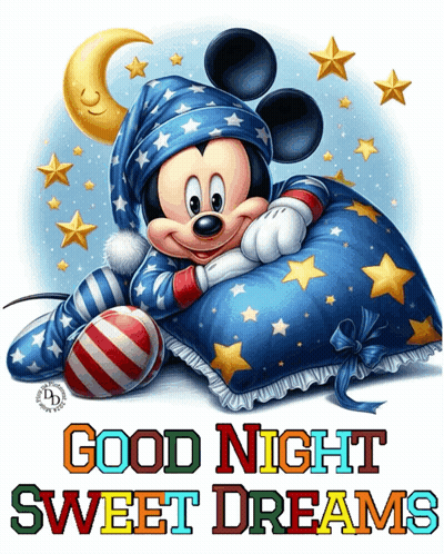 Mickey Mouse Lying On Pillow Good Night GIF