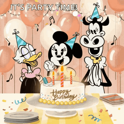 Mickey Mouse Minnie Mouse And Daisy Duck Celebrating Happy Birthday GIF