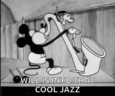 Mickey Mouse Playing Saxophone And Trumpet GIF