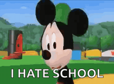 Mickey Mouse Saying I Hate School GIF