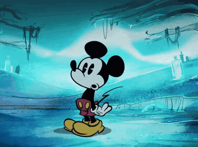Mickey Mouse Standing On Blue Background GIF