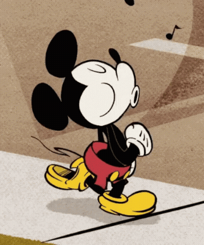 Mickey Mouse Walking Down Street GIF