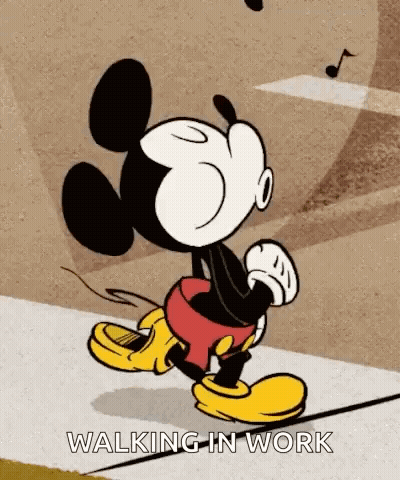 Mickey Mouse Walking In Work GIF