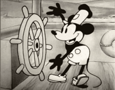 Mickey Mouse Waving At Steering Wheel GIF