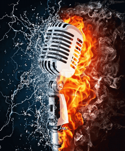 Microphone On Fire And Water GIF