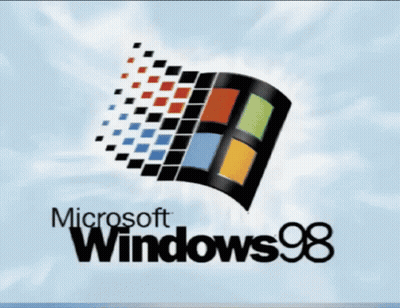 Microsoft Windows 98 Advertisement Blue Background GIF