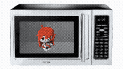 Microwave Oven With Cartoon Character On Screen GIF
