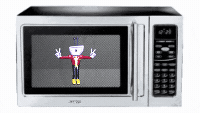 Microwave With Cartoon Character At 12:26 GIF