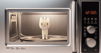 Microwave With Cat Inside Time 12:00 GIF