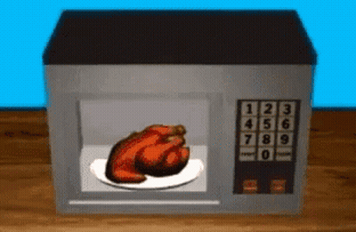 Microwave With Chicken On Plate GIF