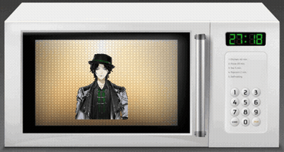 Microwave With Man On Screen At 20:08 GIF