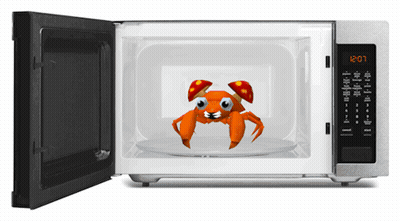 Microwave With Open Door And Crab On Plate GIF