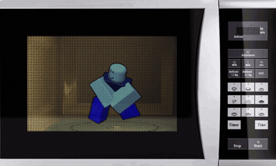 Microwave With Robot On Screen And Timer GIF
