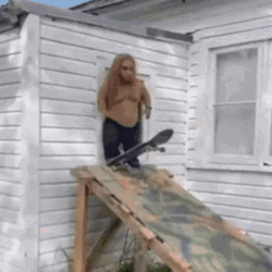 Midget Skateboarding House Backyard Epic Fail  GIF