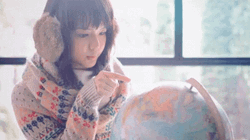 Mikako Tabe Checking The Globe GIF