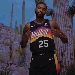 Mikal Bridges Showing Off Jersey 25 GIF