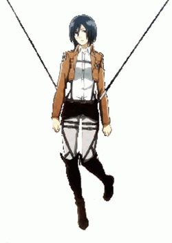 Mikasa Hanging In Cable GIF