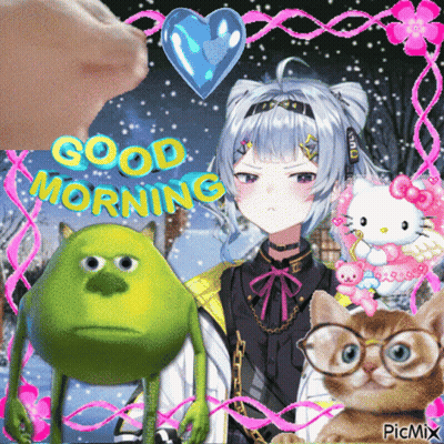 Mike From Monsters Inc And Girl With Glasses Saying Good Morning GIF